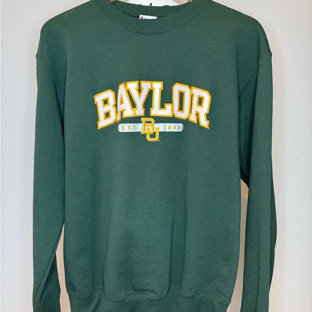 Baylor University Green/Gold Crewneck Sweater Mens, MEDIUM